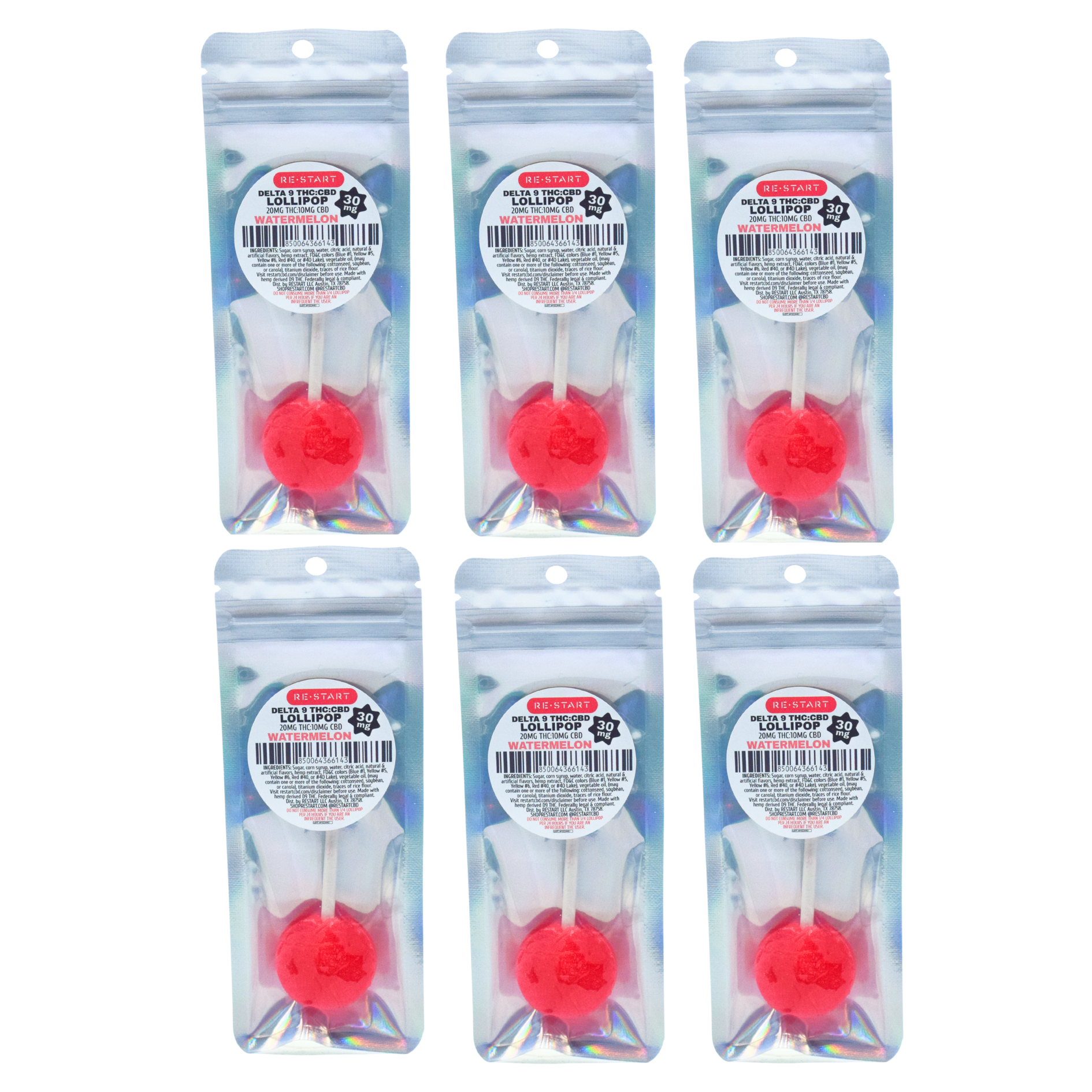 Delta 9 THC CBD 30MG Lollipop Watermelon (2:1) / 6-count *Online Only